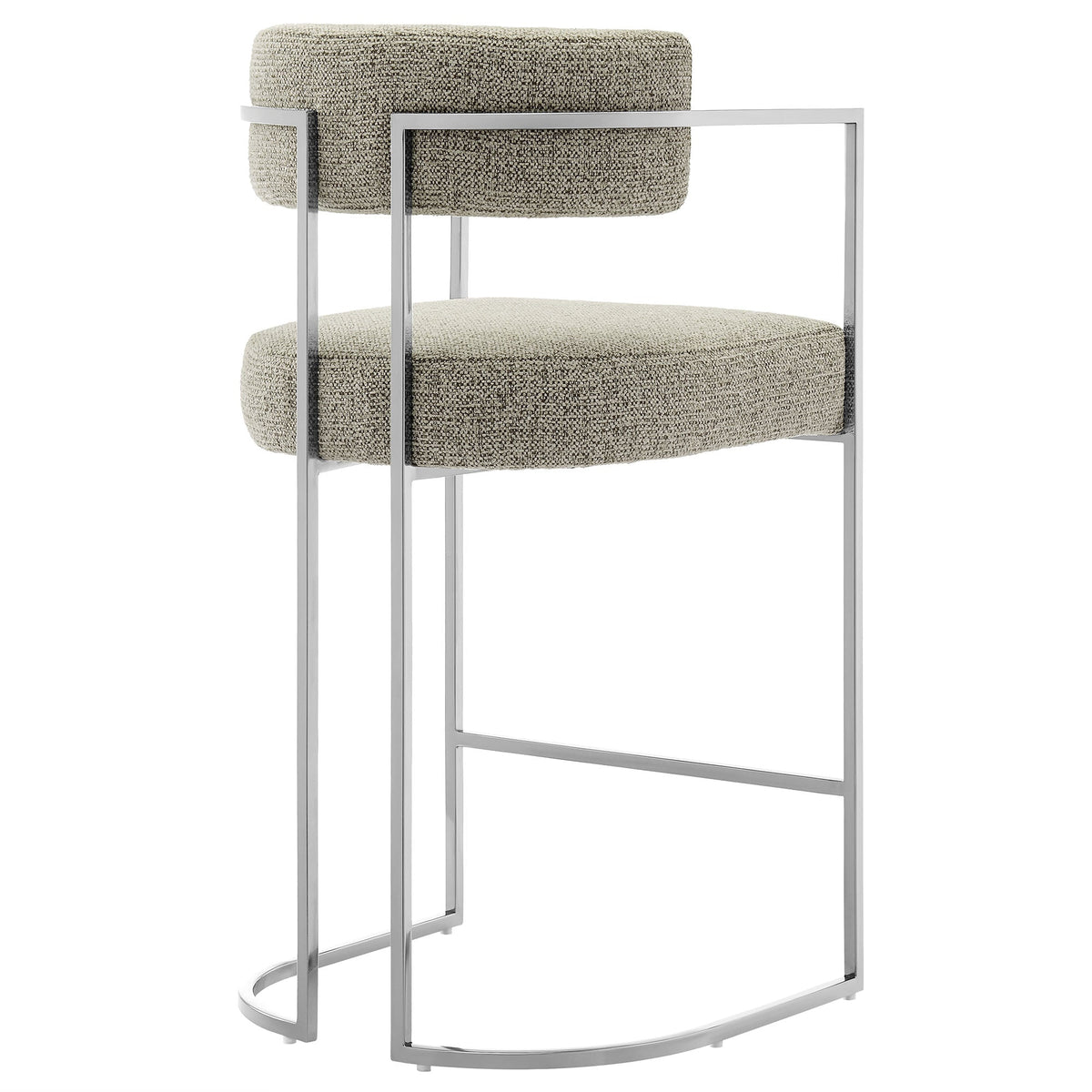 Huron Silver/Wheat Curved Back Fabric and Metal Counter Stool - Ornate Home