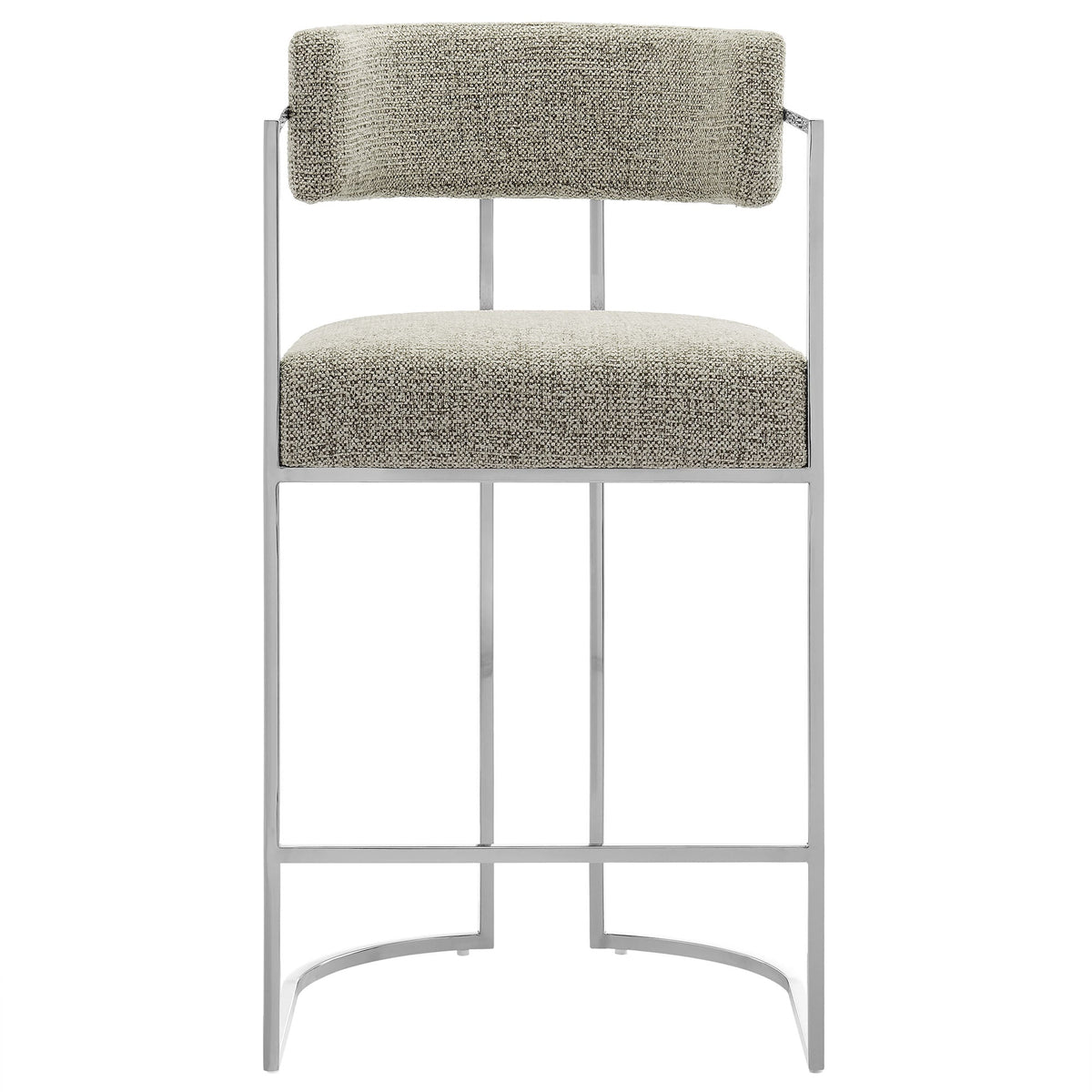 Huron Silver/Wheat Curved Back Fabric and Metal Counter Stool - Ornate Home