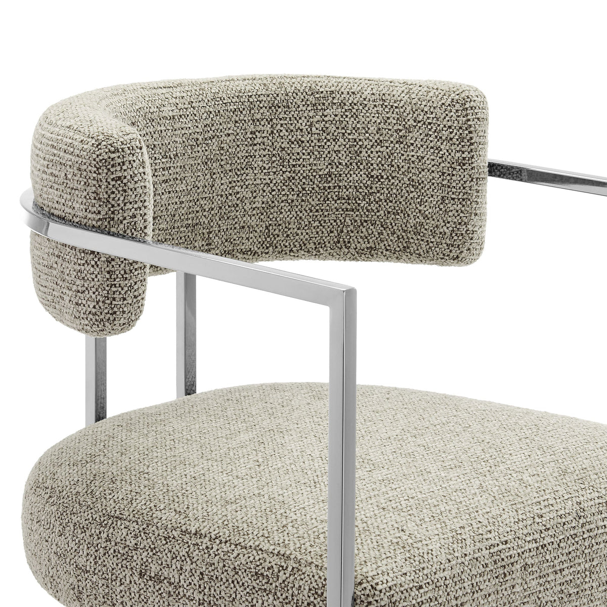 Huron Silver/Wheat Curved Back Fabric and Metal Counter Stool - Ornate Home
