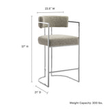 Huron Silver/Wheat Curved Back Fabric and Metal Counter Stool - Ornate Home