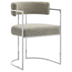 Huron Silver/Wheat Curved Back Fabric and Metal Dining Accent Chair - Ornate Home