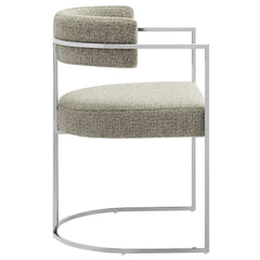 Huron Silver/Wheat Curved Back Fabric and Metal Dining Accent Chair - Ornate Home