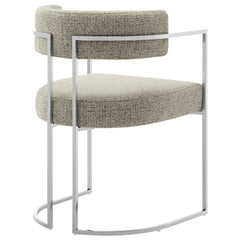 Huron Silver/Wheat Curved Back Fabric and Metal Dining Accent Chair - Ornate Home