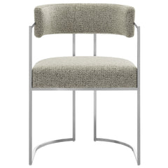 Huron Silver/Wheat Curved Back Fabric and Metal Dining Accent Chair - Ornate Home