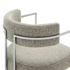 Huron Silver/Wheat Curved Back Fabric and Metal Dining Accent Chair - Ornate Home