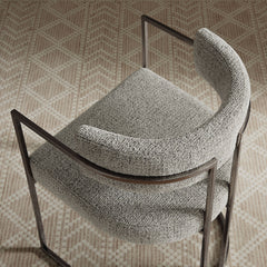 Huron Silver/Wheat Curved Back Fabric and Metal Dining Accent Chair - Ornate Home