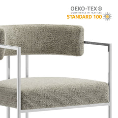 Huron Silver/Wheat Curved Back Fabric and Metal Dining Accent Chair - Ornate Home