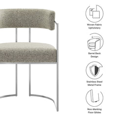 Huron Silver/Wheat Curved Back Fabric and Metal Dining Accent Chair - Ornate Home