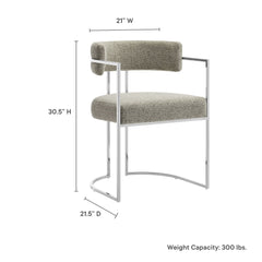 Huron Silver/Wheat Curved Back Fabric and Metal Dining Accent Chair - Ornate Home