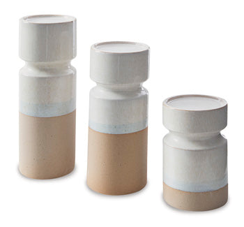 Hurston Ivory/Brown Candle Holder (Set of 3) (Online Special Price) - Ornate Home