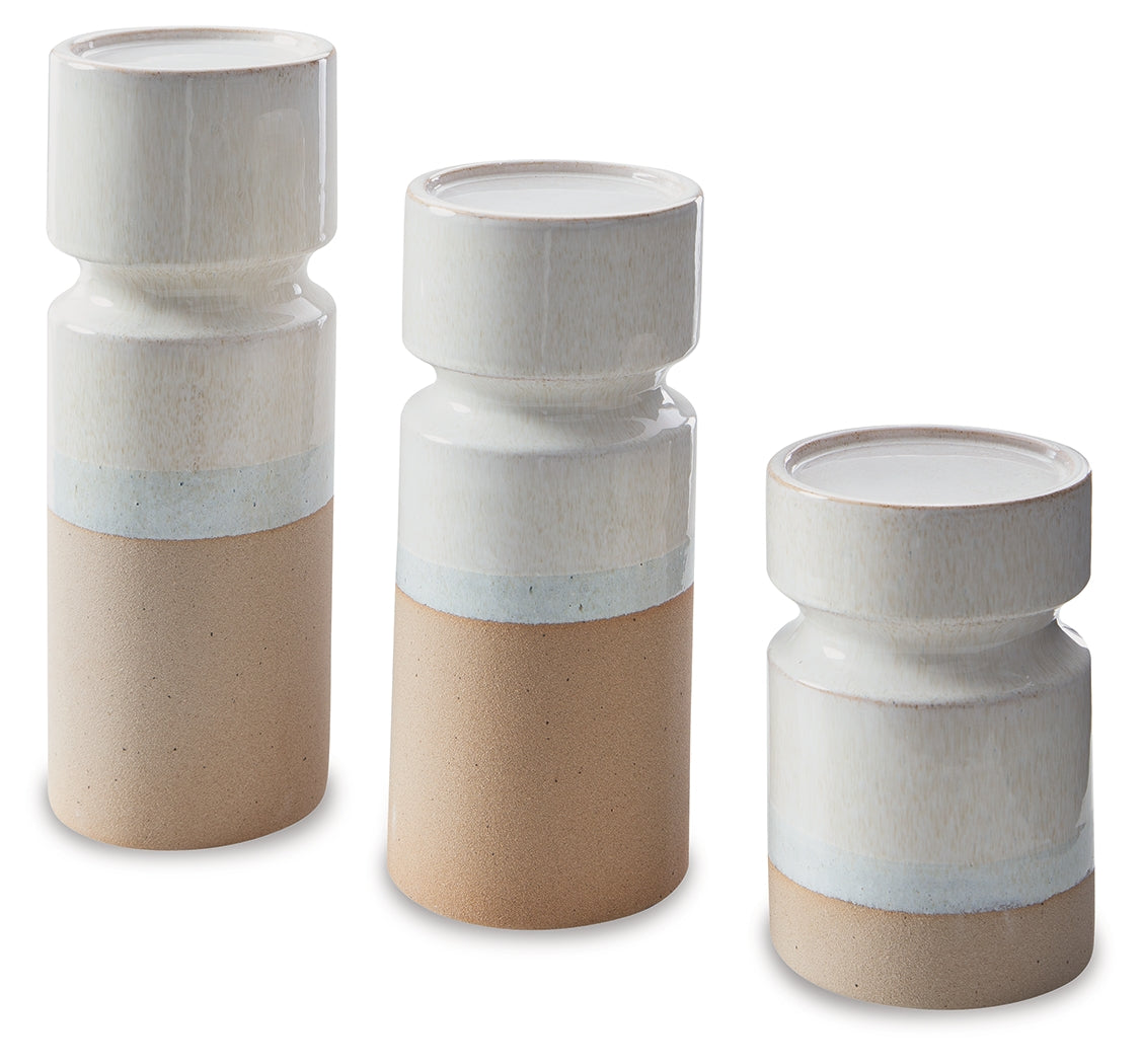 Hurston Ivory/Brown Candle Holder (Set of 3) (Online Special Price) - Ornate Home