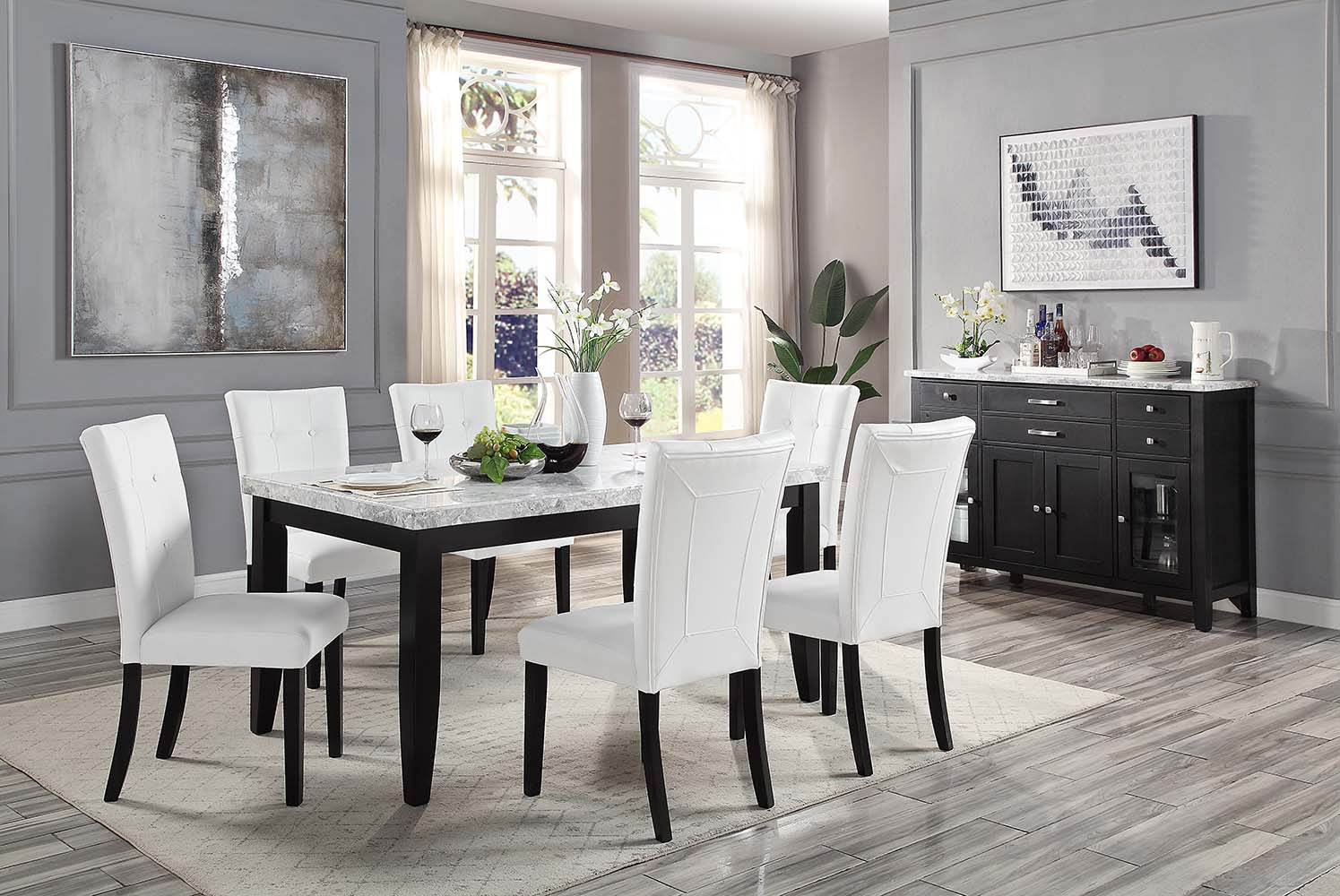 Hussein White/Black Side Chair (Set of 2) - Ornate Home