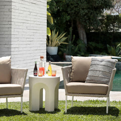 Hutchins Ivory Outdoor Side Table - Ornate Home