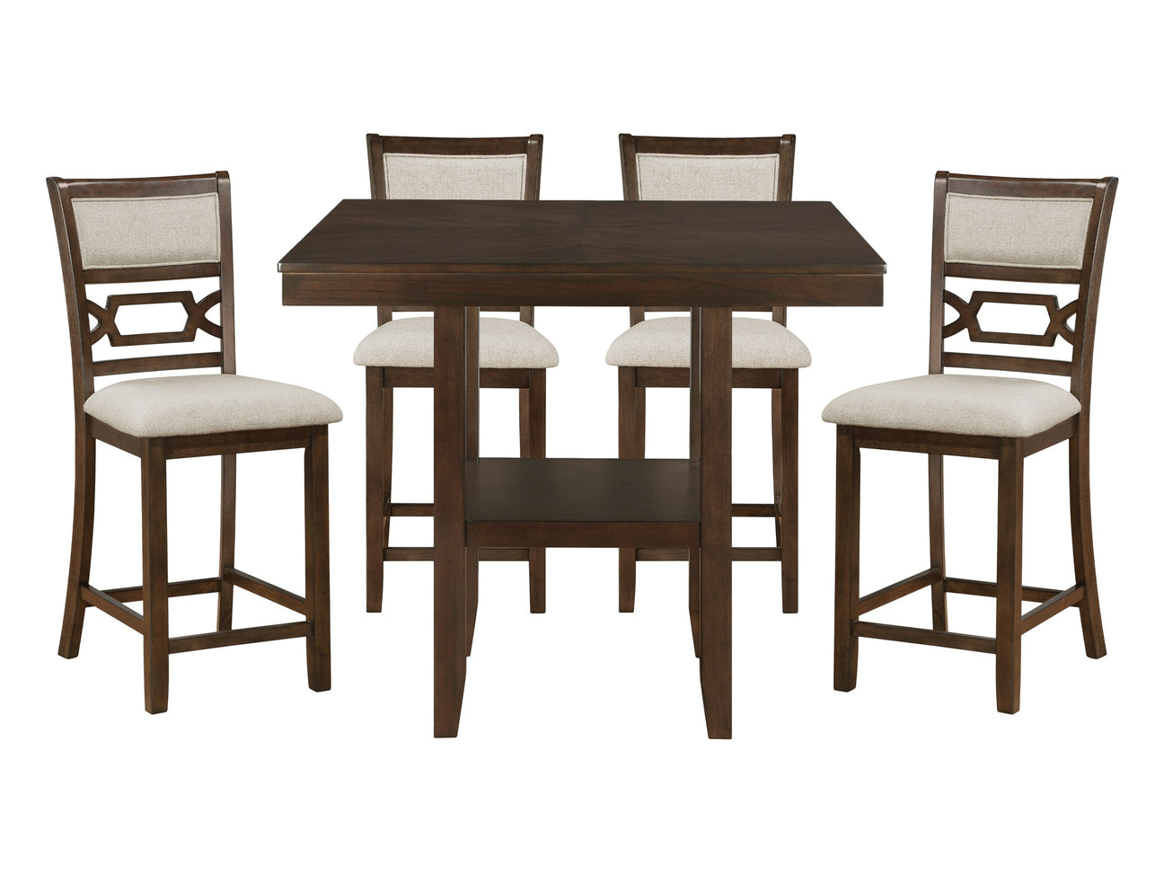 Hutchinson Dark Brown/Beige 5-Piece Pack Counter Height Set - Ornate Home