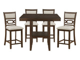 Hutchinson Dark Brown/Beige 5-Piece Pack Counter Height Set - Ornate Home