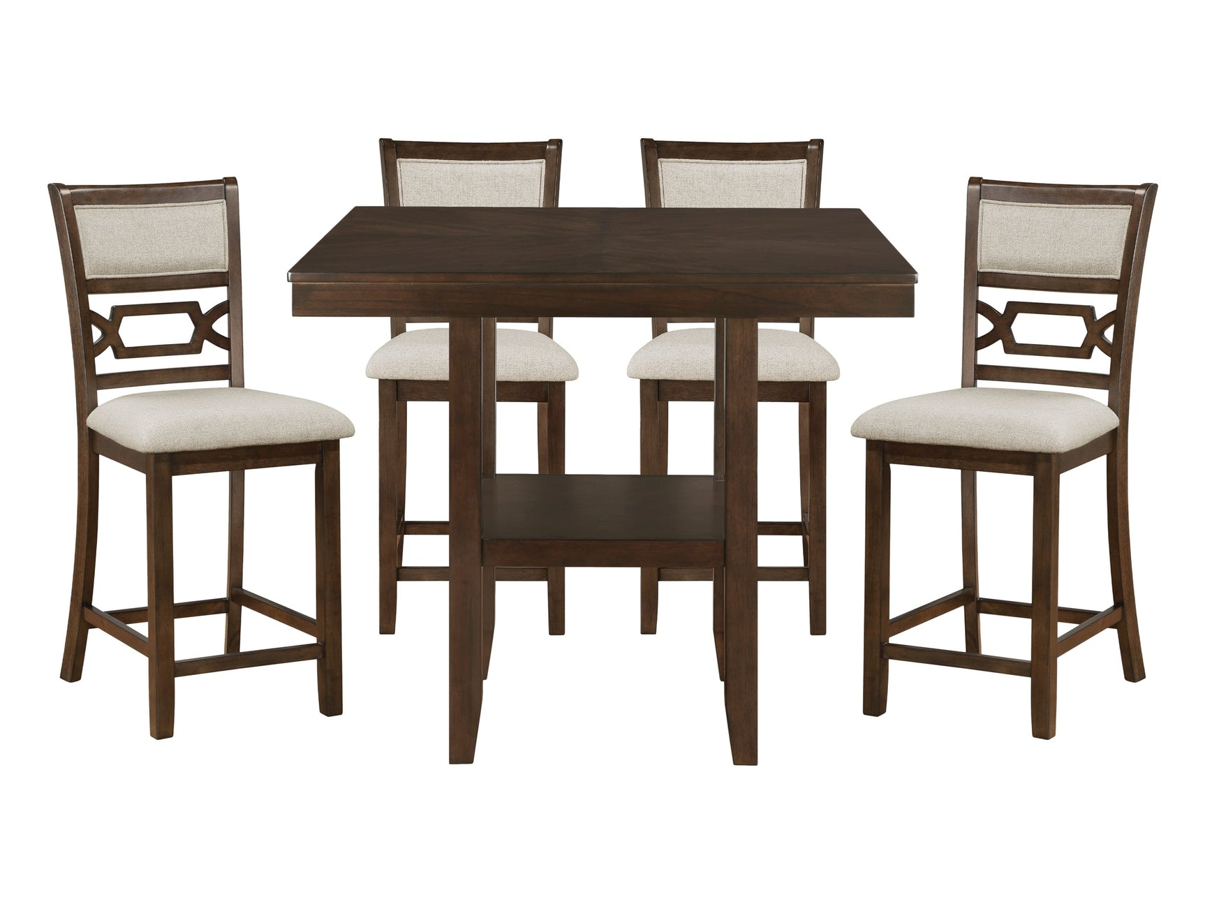 Hutchinson Dark Brown/Beige 5-Piece Pack Counter Height Set - Ornate Home