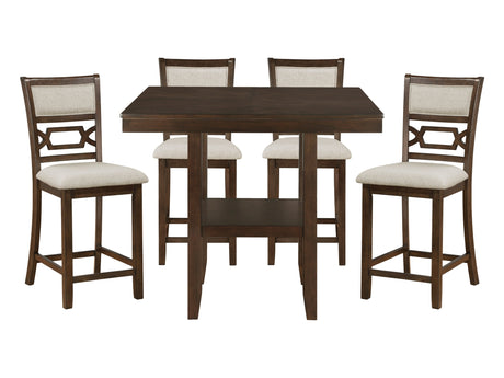 Hutchinson Dark Brown/Beige 5-Piece Pack Counter Height Set - Ornate Home