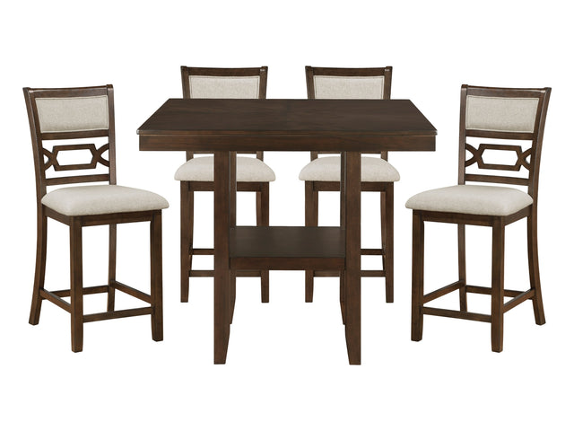 Hutchinson Dark Brown/Beige 5-Piece Pack Counter Height Set - Ornate Home