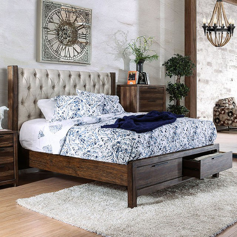 Hutchinson Rustic Natural Tone/Beige E.King Bed - Ornate Home