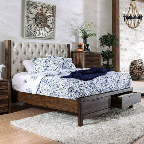 Hutchinson Rustic Natural Tone/Beige E.King Bed - Ornate Home