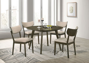 Huttwil Dark Walnut/Beige 5 Pc. Round Dining Table Set - Ornate Home