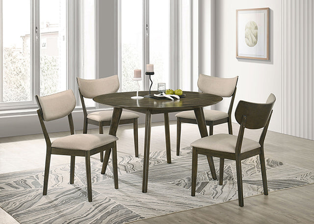 Huttwil Dark Walnut/Beige 5 Pc. Round Dining Table Set - Ornate Home