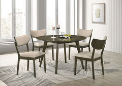 Huttwil Dark Walnut/Beige 5 Pc. Round Dining Table Set - Ornate Home