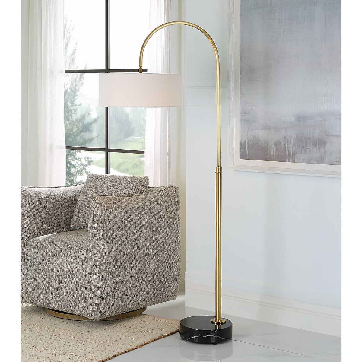 Huxford Brass Arch Floor Lamp - Ornate Home