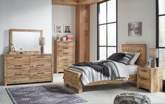 Hyanna Tan Brown 5-Piece Twin Panel Bedroom Set w/ 2 NS - Ornate Home