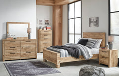Hyanna Tan Brown Full Panel Bedroom Set with Dresser, Mirror and Nightstand - Ornate Home