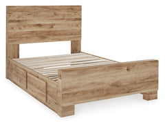 Hyanna Tan Brown Full Panel Bed w/ 2 Side Storage, Dresser, Mirror and Nightstand - Ornate Home