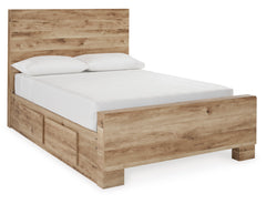 Hyanna Tan Brown Full Panel Bed w/ 2 Side Storage, Dresser, Mirror and Nightstand - Ornate Home