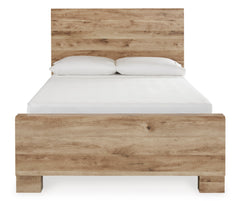 Hyanna Tan Brown Full Panel Bed w/ 2 Side Storage, Dresser, Mirror and Nightstand - Ornate Home