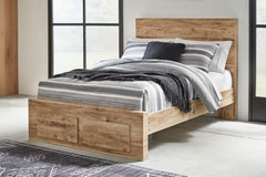 Hyanna Tan Brown Full Panel Bed w/ Fb Storage, Dresser, Mirror, Chest and 2 Nightstands - Ornate Home