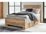Hyanna Tan Brown Full Panel Bed w/ a Side Storage (Online Special Price) - Ornate Home