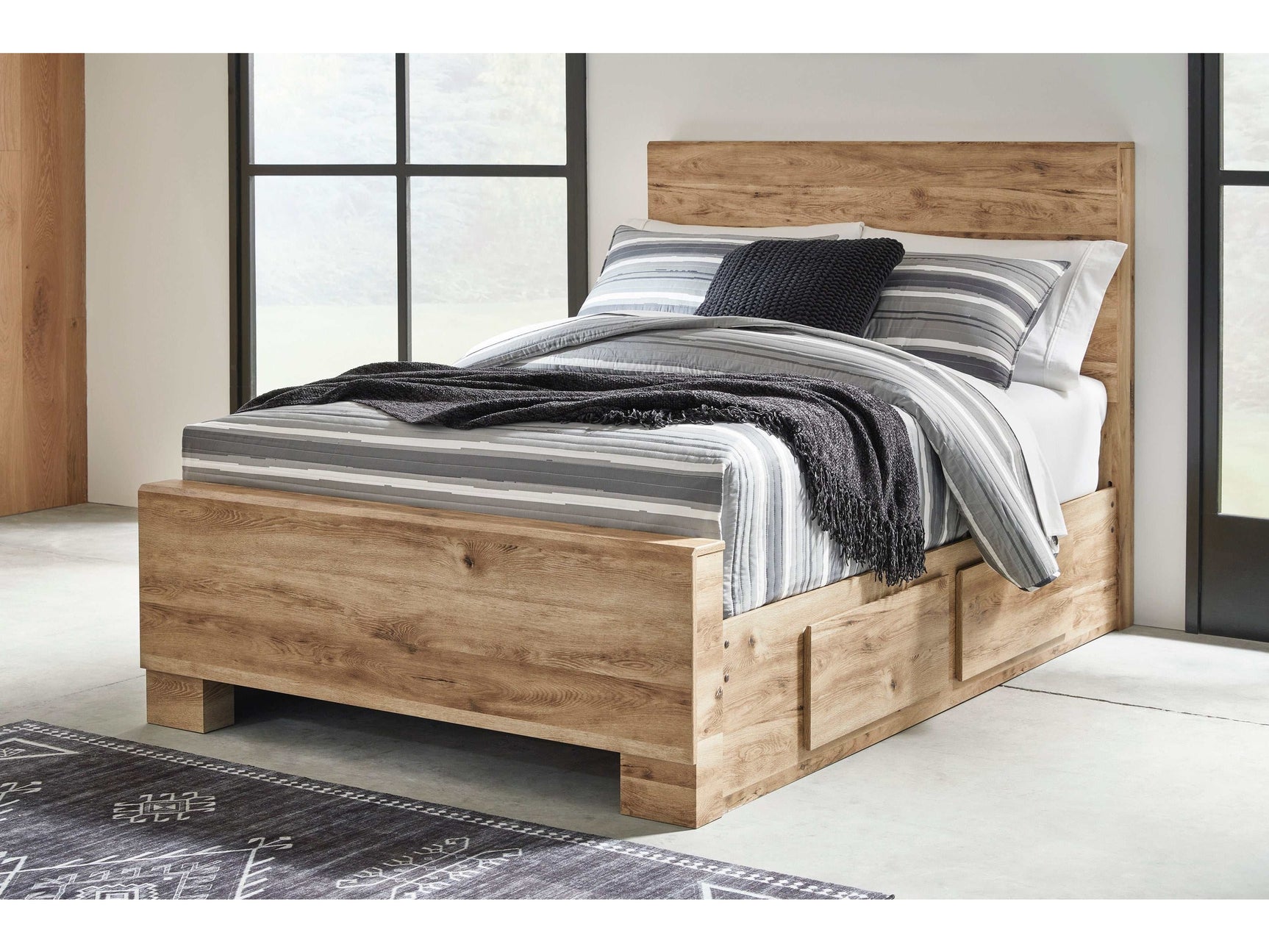 Hyanna Tan Brown Full Panel Bed w/ a Side Storage (Online Special Price) - Ornate Home