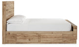 Hyanna Tan Brown Full Panel Bedroom Set with 2 Side Storage, Dresser and Mirror (Online Special Price) - Ornate Home