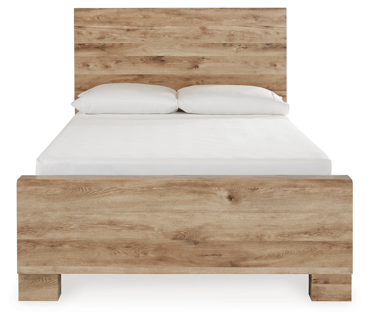 Hyanna Tan Brown Full Panel Bedroom Set with 2 Side Storage, Dresser and Mirror (Online Special Price) - Ornate Home