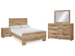 Hyanna Tan Brown Full Panel Bedroom Set with Dresser, Mirror and Nightstand - Ornate Home