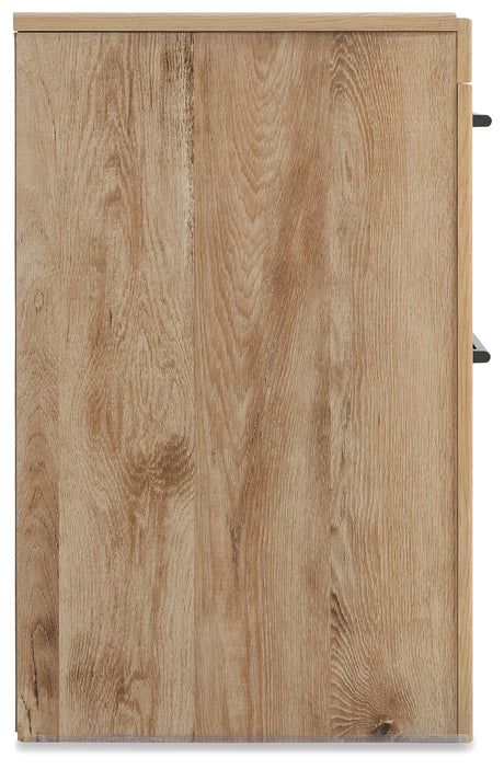 Hyanna Tan Brown Full Panel Bedroom Set with Dresser, Mirror and Nightstand - Ornate Home