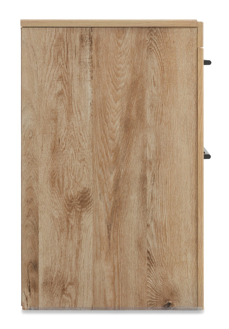 Hyanna Tan Brown Full Panel Bedroom Set with Dresser, Mirror and Nightstand - Ornate Home