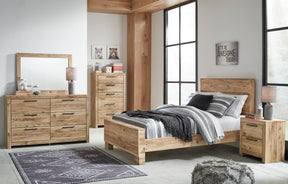 Hyanna Tan Brown Full Panel Bedroom Set with Dresser, Mirror and Nightstand - Ornate Home