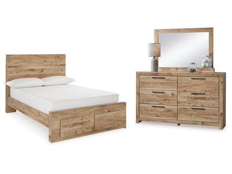 Hyanna Tan Brown Full Panel Storage Bedroom Set with Dresser and Mirror - Ornate Home