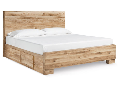 Hyanna Tan Brown King Panel Bed with 2 Side Storage - Ornate Home