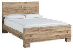 Hyanna Tan Brown King Panel Bedroom Set with Dresser, Mirror and 2 Nightstands - Ornate Home