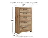 Hyanna Tan Brown King Panel Headboard, Dresser, Mirror and Chest - Ornate Home