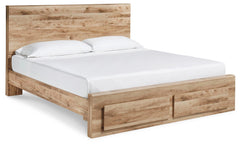 Hyanna Tan Brown King Panel Storage Bed, Dresser, Mirror and 2 Nightstands - Ornate Home