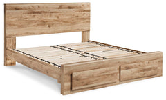 Hyanna Tan Brown King Panel Storage Bed, Dresser, Mirror and 2 Nightstands - Ornate Home
