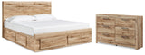 Hyanna Tan Brown King Panel Storage Bed and Dresser (Online Special Price) - Ornate Home