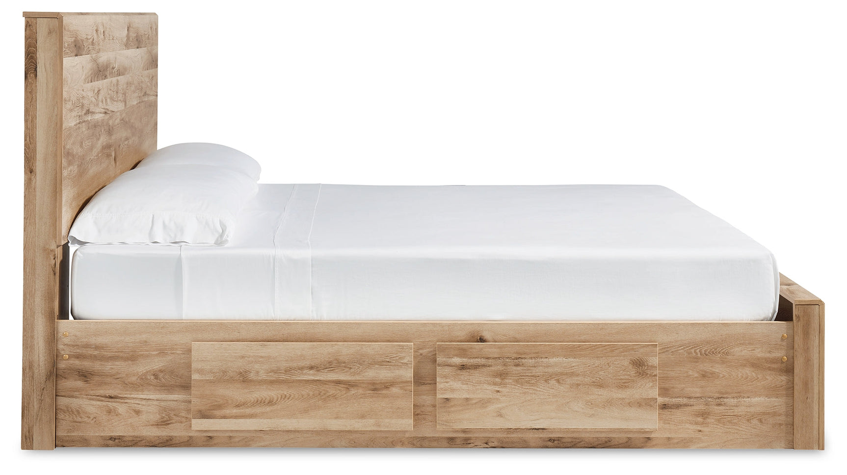 Hyanna Tan Brown King Panel Storage Bed with 2 Under Bed Storage Drawer (Online Special Price) - Ornate Home